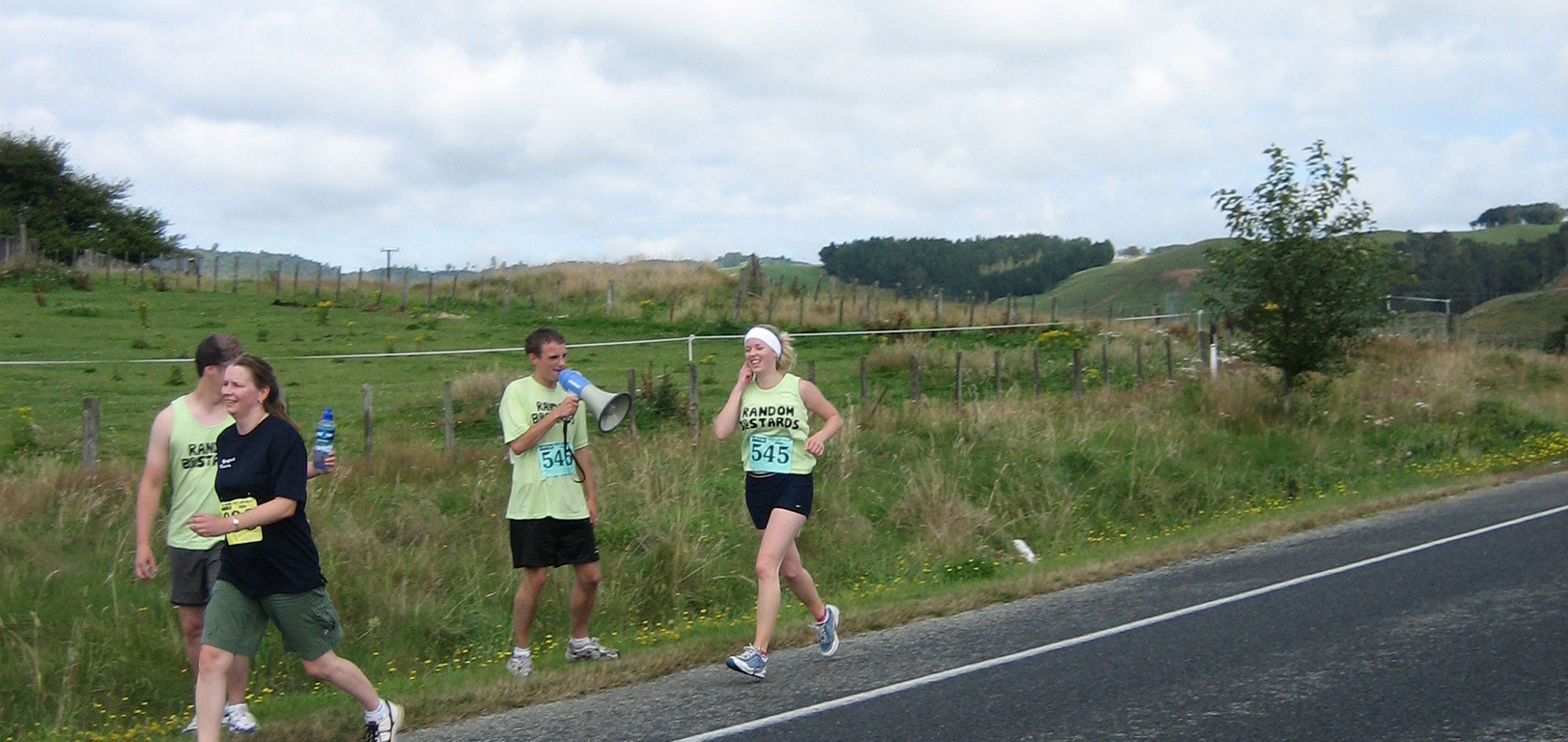 Jeff, yelling support to his sister Helen