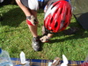 Andy - just about to head out on Lap 2 when he realises he's wearing sandles and not his riding shoes :P.