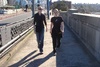 walking and talking on the bridge