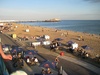 Brighton's pebbly beach - with the Pier at the far end.