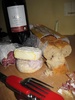 Our diet for the week - cheese, bread and 2 euro bottles of wine!