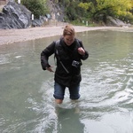 We decided to get our feet, legs and jeans wet ....