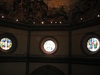 Stain glass windows at the top