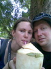 Drinking fresh tasty coconut at a ruin in Ayutthaya - the old capital. Delicious! And refreshing.