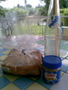 A picnic, kiwi style by the river. Bread, peanut butter and fanta. Way too hot for hot food!