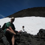Nearing the crater, there was still a patch of snow to cross.