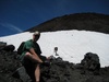 Nearing the crater, there was still a patch of snow to cross.