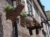 Thatched animals outside one of Beer's cute stops