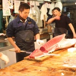 Knife in action, poor tuna!