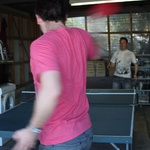 Tom and James battle it out at the table tennis table