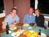Richard, Peter and Pat at the Pecks place for din dins (and strange fruit!)