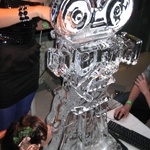Vodka ice sculture, Gini's testing it out