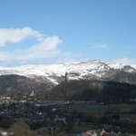 The view out towards the Wallace monument with the snow capped hills behind