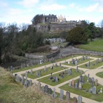 The well manicured graveyard with Stirling Castle in the background.