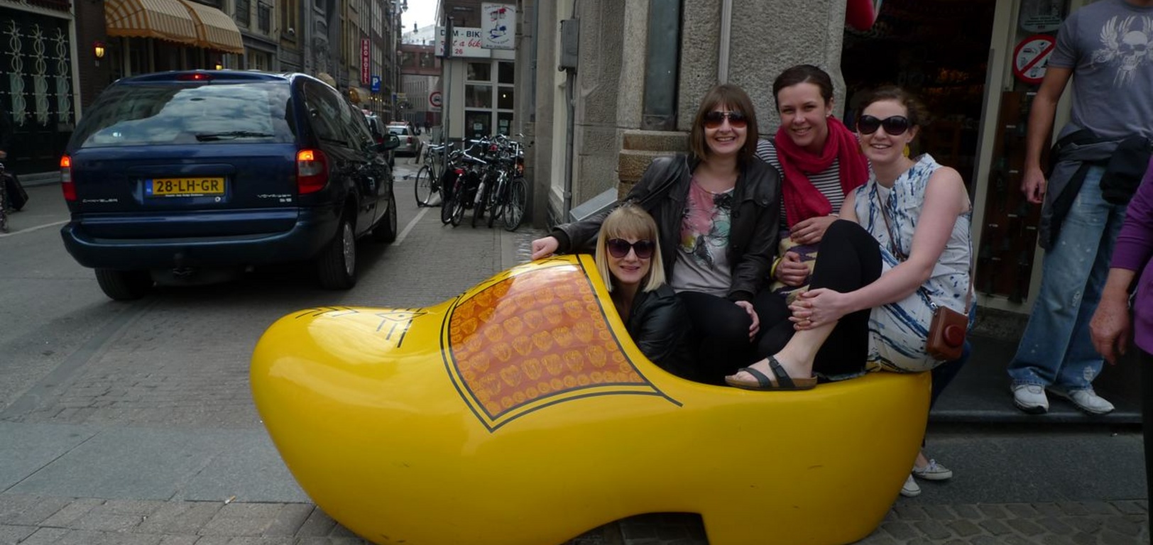 Rach, Suzie, Claire and Gini in a holland wooden shoe, 2010