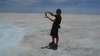 Tom enjoys being a giant on the salt flats, west from Uyuni in Bolivia