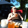 A well earned Cider after a day of sun and biking. Bit pink round the edges.