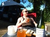 A well earned Cider after a day of sun and biking. Bit pink round the edges.