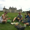 Lunch at Chateau Chambord. Baguettes and  red wine.