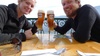Tasty Edelweiss wheat beer and goulash at a restaurant overlooking Hallstatt - a massive one hour hike to get here!