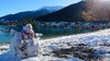 A pebbly snow man on Queenstown Beach