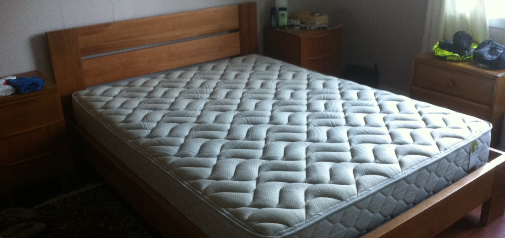 We finally have a bed to sleep on! No more couch snuggling for us.