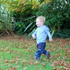 Running in the autumn leaves