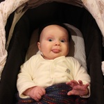 Last ride in the carry cot, we have outgrown it!