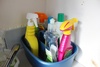 Cleaning products at the ready