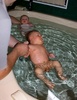 First bath with a boy! Anthony joins Olive for a splish splash.