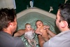 First bath with a boy! Anthony joins Olive for a splish splash.