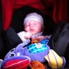 Fast asleep after lunch with Lana & Antony in town, buggy facing out has gone down a treat.