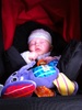 Fast asleep after lunch with Lana & Antony in town, buggy facing out has gone down a treat.