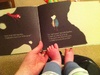 Bedtime story with two little bugs and two little feet.