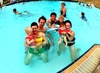 Swimming with the Prossers in Taupo. Fantastic pool complex.