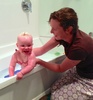 Bath time has become a more difficult affair with a clambering tot.
