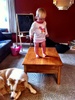 This seems to be the game if the week. We usually get a big grin once she is standing on the table. Has just conquered the couch. What next?