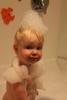 Bubble head. Wasn't so sure about the bubbles until Dada put some on his head and Lyon licked some.