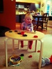 Olive gets a new table and chairs! After her nap (3hours amazing!!!) she sat on it for a good 40mins having her afternoon tea, apples and yoghurt. She loves it, still needs help getting up on the chair and loves pushing them in too.