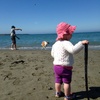 We enjoyed the sun and getting our feet wet at the beach followed by sneaky milkshakes and muffins. 31 degrees today!