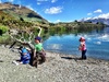 Throwing stones after a lovely walk at Lake Wanaka.
