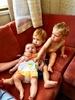 Iris got lots of cuddles from Milla and Lachlan while on holiday.