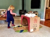 Fun with a box on a rainy inside day.