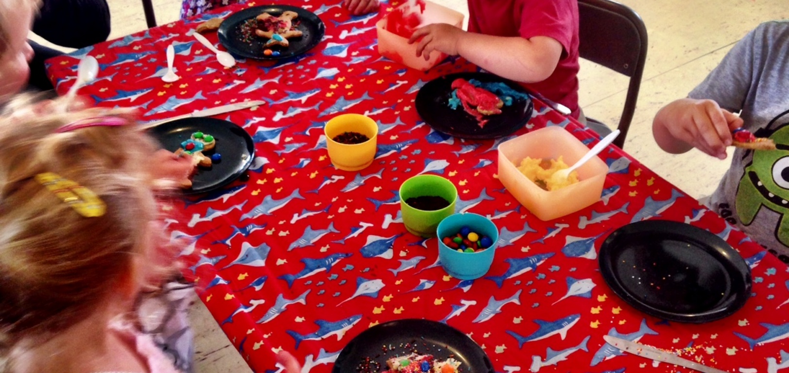 We made gingerbread men for decorating at playcentre which fun and tasty! Olive started by biting his head off and then licking the icing off the spoon.