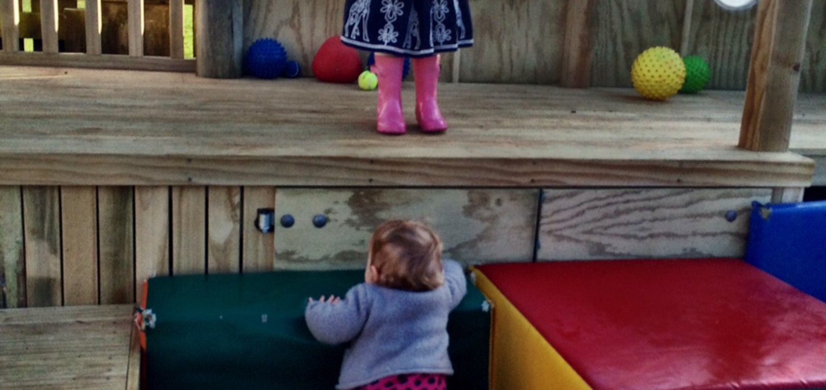 Iris is getting around at Playcentre and making friends (as much as a one year can!) we love climbing everything and loves being around the action. We have started having minor tantees when taken away from the fun!