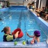 This term we took the plunge with easy swim and I wish we had done it sooner. Anthony and Lana joined our private lessons (small class) which was really lovely too. Olive has come a long way since the first session of not putting on a hat and goggles to letting Bec the teacher float olive on her back and tummy with bubbles. The end goal being able to put her head under which she doesn't like doing yet! But her bubbles are getting most of her face wet so we are getting there!