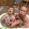 Juno slept through her bath and was closely followed by two rudie nudies.