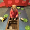 Kpc excursion to story place. One minute Juni pulling the vege, the next in them! They both had fun, iris enjoyed playing with Chloe