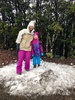 With blizzard conditions at the top we found a patch of road snow for the kids to play on. Which they loved!