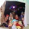 We finally hosted a belated Olives 6th birthday party. A jungle themed occasion where the 10 girls (including Iris and her fiend Olive) decorated hats then went on a clue finding adventure followed by a picnic inside the exhibition tent!
